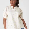 Knit Tops^Lane Bryant Puff-Sleeve Notch-Neck Tee Sunflower