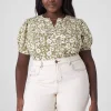 Knit Tops^Lane Bryant Puff-Sleeve Notch-Neck Tee Sadie Floral