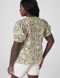 Knit Tops^Lane Bryant Puff-Sleeve Notch-Neck Tee Sadie Floral