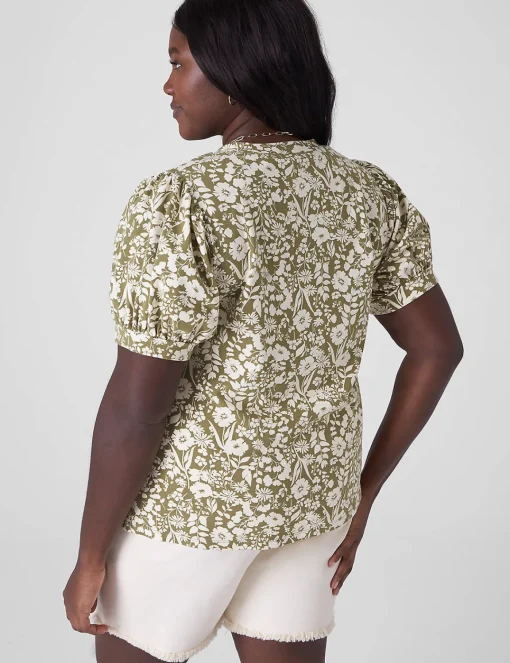 Knit Tops^Lane Bryant Puff-Sleeve Notch-Neck Tee Sadie Floral