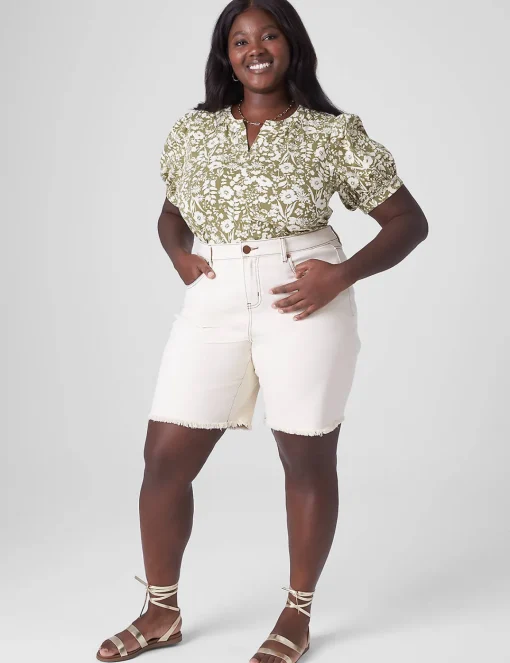 Knit Tops^Lane Bryant Puff-Sleeve Notch-Neck Tee Sadie Floral