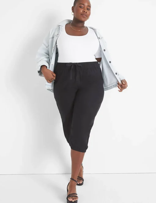 Crops And Capris^Lane Bryant Pull-On Elastic Cuff Crop Pant Black