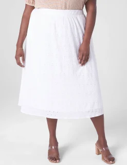 Skirts^Lane Bryant Pull-On Lace Knit Maxi Skirt Ivory Rose