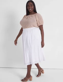 Skirts^Lane Bryant Pull-On Lace Knit Maxi Skirt Ivory Rose