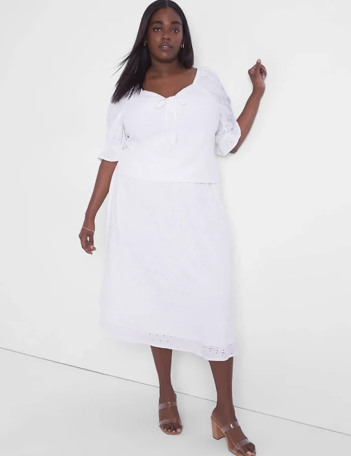 Skirts^Lane Bryant Pull-On Lace Knit Maxi Skirt Ivory Rose