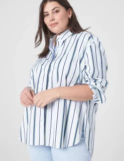 Shirts & Blouses^Lane Bryant Relaxed Button-Down Boyfriend Shirt Menswear Stripe