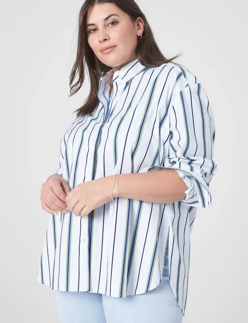 Shirts & Blouses^Lane Bryant Relaxed Button-Down Boyfriend Shirt Menswear Stripe