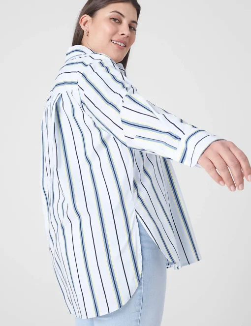Shirts & Blouses^Lane Bryant Relaxed Button-Down Boyfriend Shirt Menswear Stripe