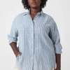Shirts & Blouses^Lane Bryant Relaxed Button-Down Linen Tunic Denim Stripe