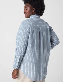 Shirts & Blouses^Lane Bryant Relaxed Button-Down Linen Tunic Denim Stripe