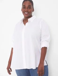 Shirts & Blouses^Lane Bryant Relaxed Button-Front Boyfriend Shirt White