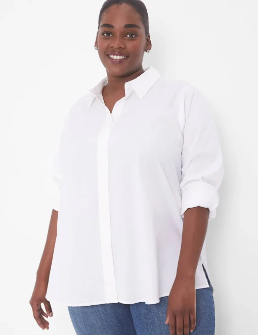 Shirts & Blouses^Lane Bryant Relaxed Button-Front Boyfriend Shirt White