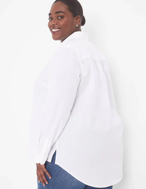 Shirts & Blouses^Lane Bryant Relaxed Button-Front Boyfriend Shirt White
