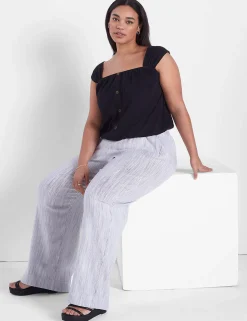 Knit Tops^Lane Bryant Relaxed Crop Cap-Sleeve Square-Neck Top Black
