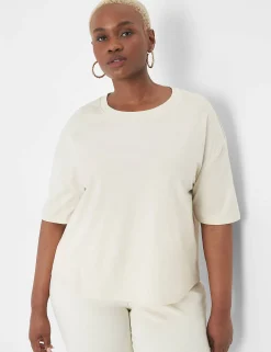 Knit Tops^Lane Bryant Relaxed Crop Elbow-Sleeve Crew-Neck Tee Birch
