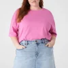 The Tee Shop^Lane Bryant Relaxed Crop Elbow-Sleeve Crew-Neck Tee Fiji Flower
