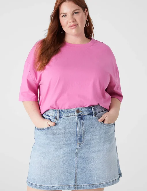 The Tee Shop^Lane Bryant Relaxed Crop Elbow-Sleeve Crew-Neck Tee Fiji Flower
