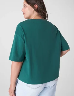 Knit Tops^Lane Bryant Relaxed Crop Elbow-Sleeve Crew-Neck Tee Hunter Green