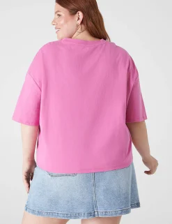 The Tee Shop^Lane Bryant Relaxed Crop Elbow-Sleeve Crew-Neck Tee Fiji Flower