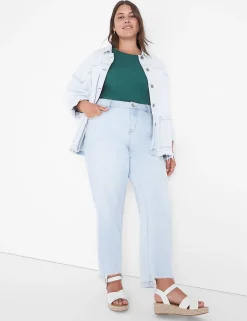 Knit Tops^Lane Bryant Relaxed Crop Elbow-Sleeve Crew-Neck Tee Hunter Green