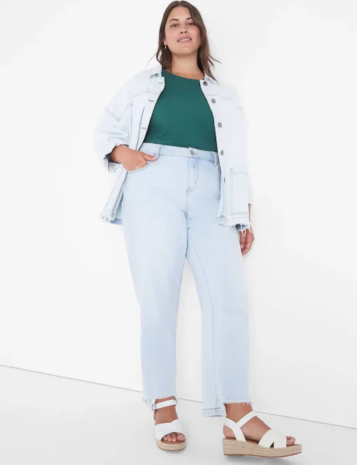 Knit Tops^Lane Bryant Relaxed Crop Elbow-Sleeve Crew-Neck Tee Hunter Green