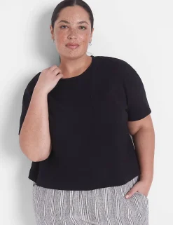 Knit Tops^Lane Bryant Relaxed Crop Short-Sleeve Pocket Tee Black