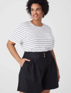 Knit Tops^Lane Bryant Relaxed Crop Short-Sleeve Pocket Tee Black Stripe