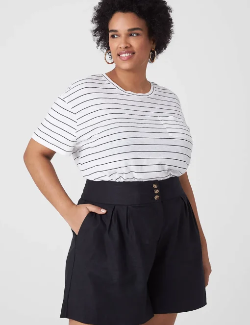 Knit Tops^Lane Bryant Relaxed Crop Short-Sleeve Pocket Tee Black Stripe