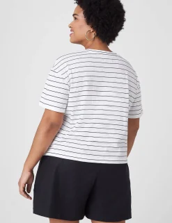 Knit Tops^Lane Bryant Relaxed Crop Short-Sleeve Pocket Tee Black Stripe