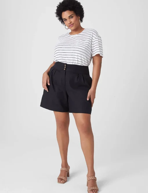 Knit Tops^Lane Bryant Relaxed Crop Short-Sleeve Pocket Tee Black Stripe