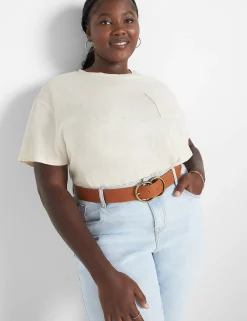 Knit Tops^Lane Bryant Relaxed Crop Short-Sleeve Pocket Tee Brazilian Sand