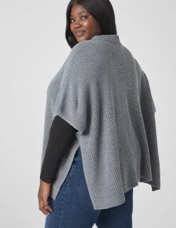 Sweaters^Lane Bryant Relaxed Medium-Sleeve Turtleneck Poncho Gray