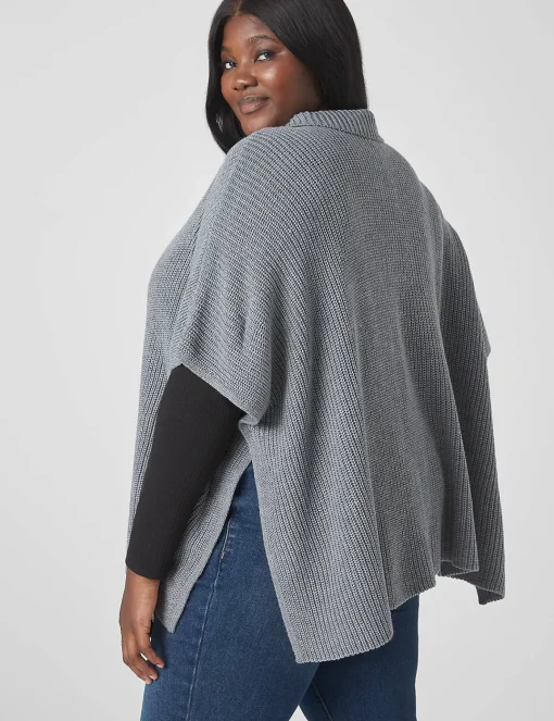 Sweaters^Lane Bryant Relaxed Medium-Sleeve Turtleneck Poncho Gray