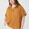 Shirts & Blouses^Lane Bryant Relaxed Short-Sleeve Button-Down Top Cathay Spice