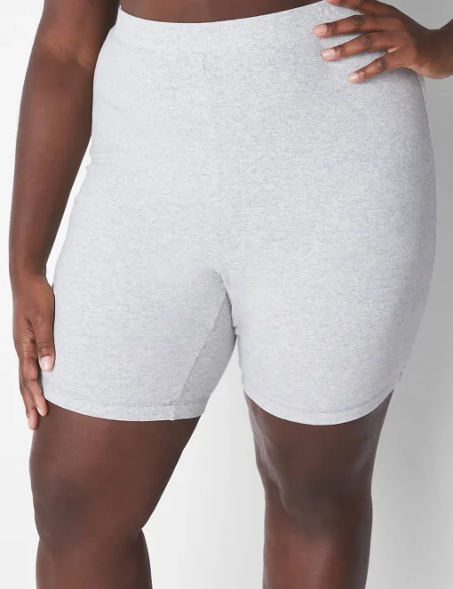 Sleep Separates^Lane Bryant Rib Bike Short Light Heather Gray