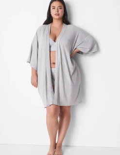 Robes^Lane Bryant Rib Kimono Robe Light Heather Gray