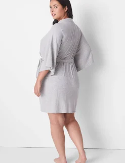 Robes^Lane Bryant Rib Kimono Robe Light Heather Gray