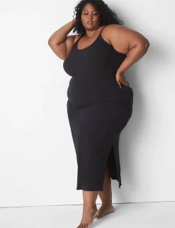 Chemises^Lane Bryant Rib Maxi Slip Black