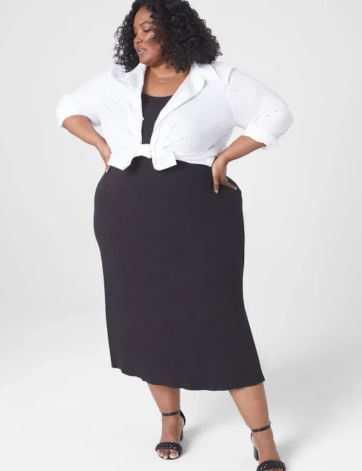 Chemises^Lane Bryant Rib Maxi Slip Black