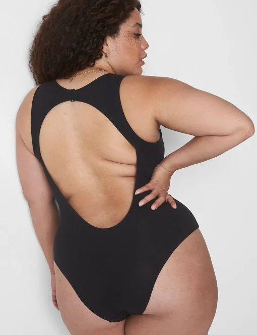 Sleep Separates^Lane Bryant Rib Open-Back Bodysuit Black