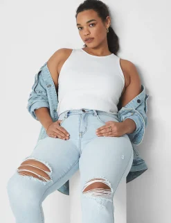 Bodysuits & Playsuits^Lane Bryant Rib Open-Back Bodysuit Bright White