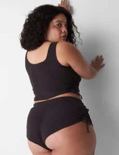 Sleep Separates^Lane Bryant Rib Ruched-Side Crop Tank Black