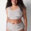 Sleep Separates^Lane Bryant Rib Ruched-Side Short Heather Gray