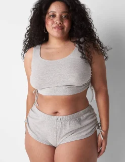Sleep Separates^Lane Bryant Rib Ruched-Side Short Heather Gray