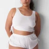 Sleep Separates^Lane Bryant Rib Ruched-Side Short Bright White
