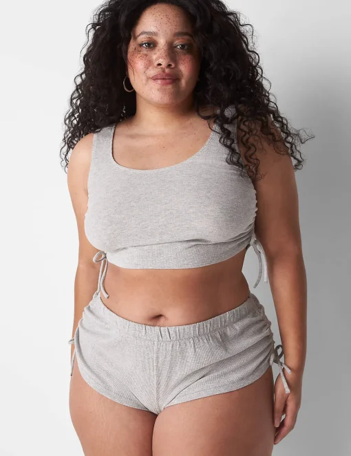 Sleep Separates^Lane Bryant Rib Ruched-Side Short Heather Gray