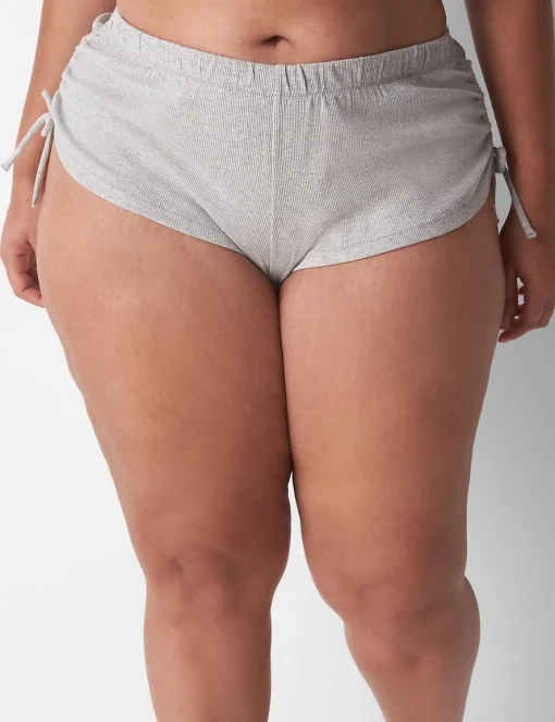 Sleep Separates^Lane Bryant Rib Ruched-Side Short Heather Gray