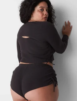 Sleep Separates^Lane Bryant Rib Shrug Top Black