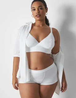 No-Wire Bras And Bralettes^Lane Bryant Rib Triangle Longline Bralette Bright White
