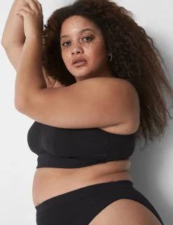 Sleep Separates^Lane Bryant Rib Triangle Longline Bralette Black